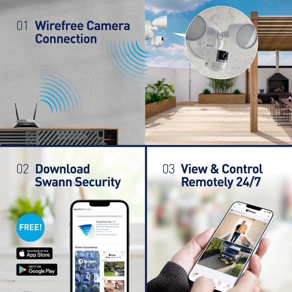 Swann 4K UHD Wired 2600 Lumen Outdoor WiFi Motion Security Floodlight Camera