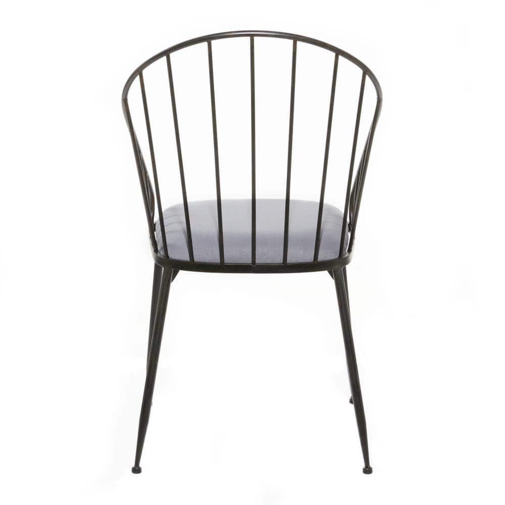 Marlowe Upholstered Metal Windsor Back Side Chair in Black