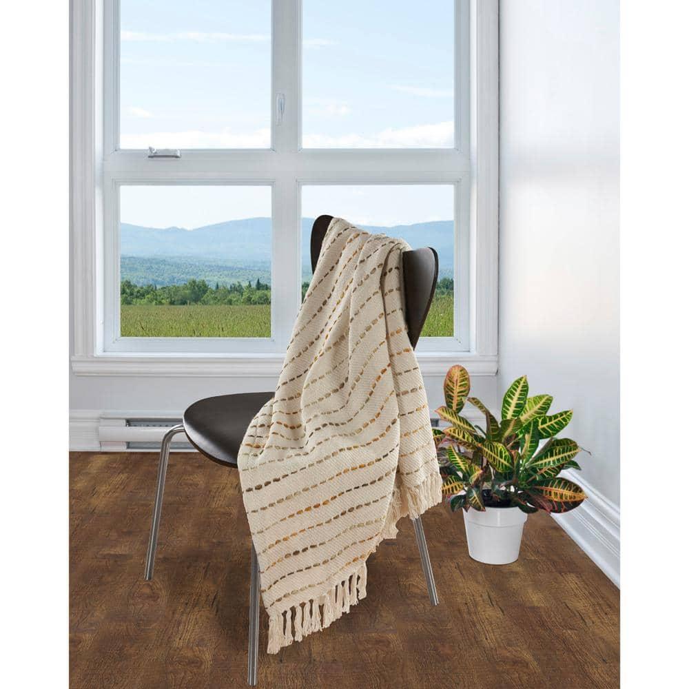 Rajani Home Deep Ombre Striped Handmade Woven Throw Blanket with Fringe