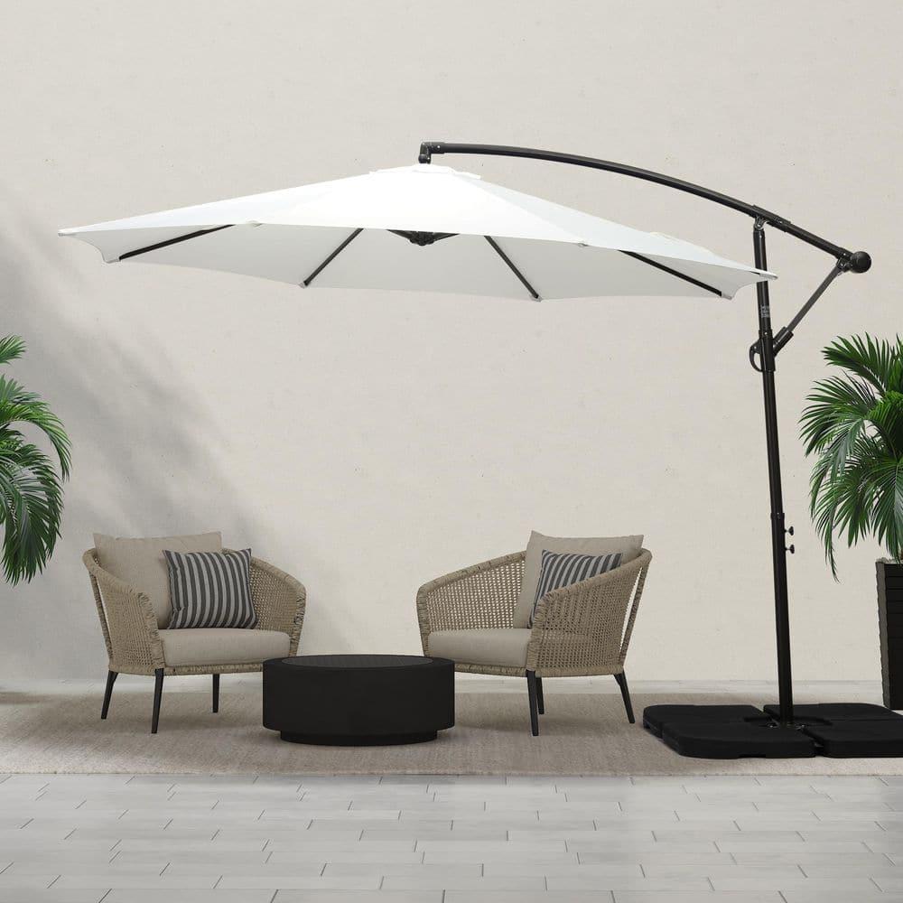 Westin Furniture 10 ft. Cantilever Hanging Patio Umbrella, White