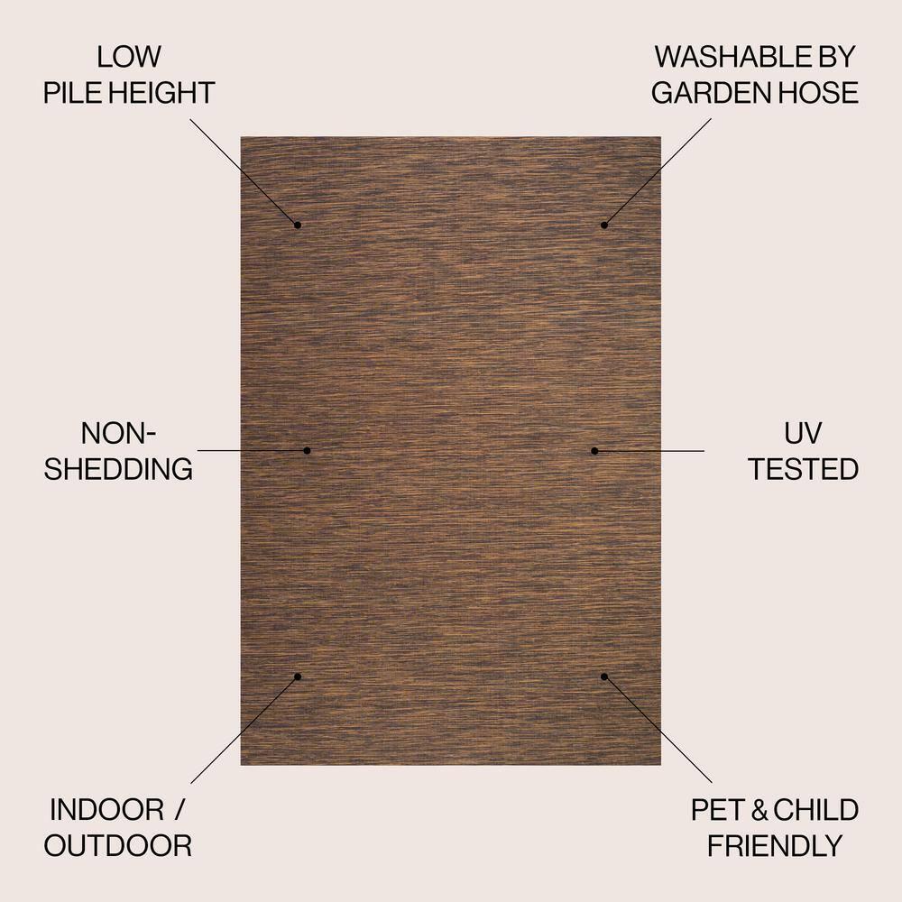 8'x10' Ethan Modern Flatweave Solid  Area Rug, Brown - JONATHAN Y