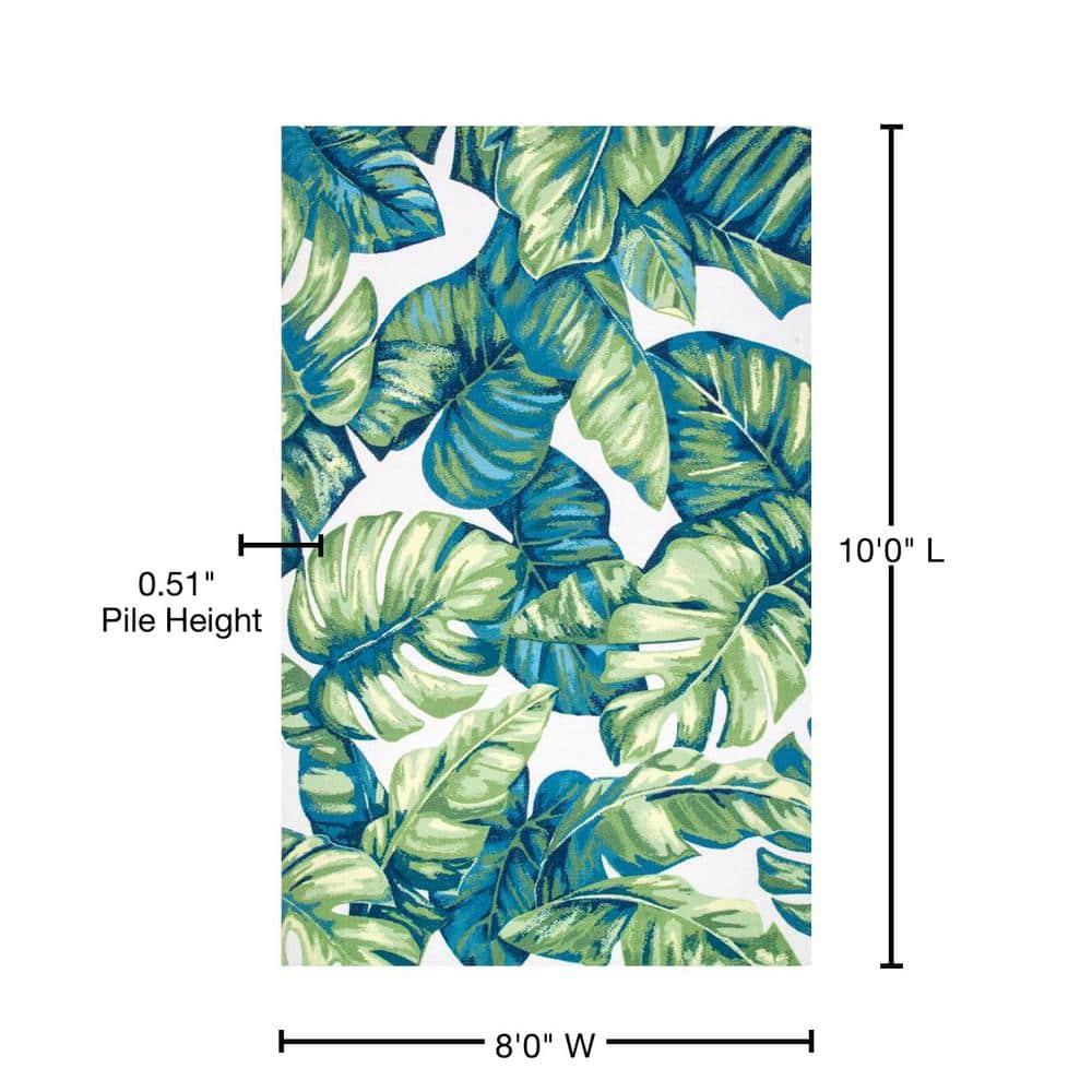Nuloom Lisa Floral & Paisley 8x10 Indoor/Outdoor Area Rug for Living Room Patio Deck Front Porch Kitchen, Green Multicolor/Ivory