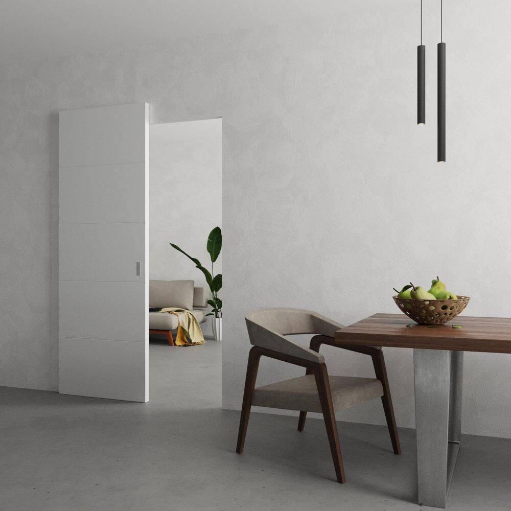 SARTODOORS Hidden Barn | Planum 0770 Painted | Sturdy Finished Flush Modern Doors | Magic Concealed Sliding Set