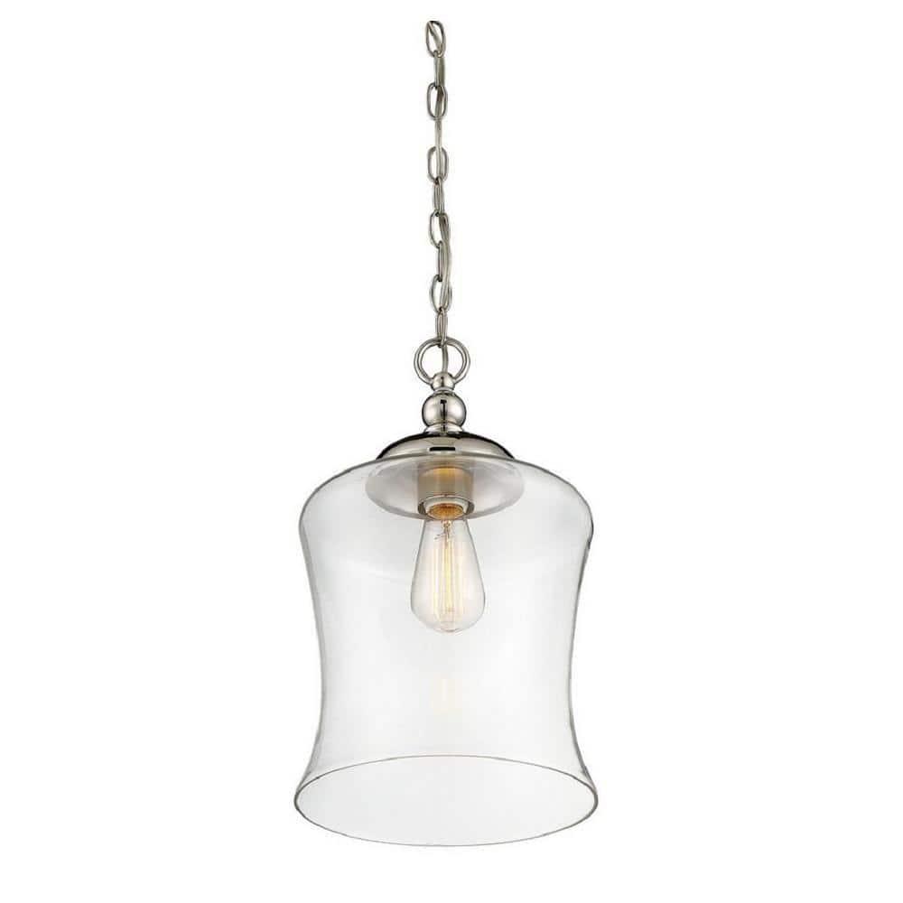 1 Light Mini Pendant in Polished Nickel by Meridian Lighting M70019PN