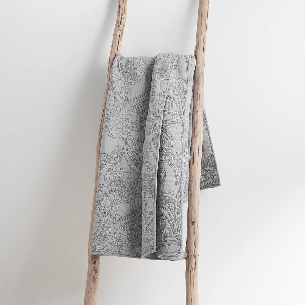 Levtex Home - Perla - Quilted Throw - 50x60in. - Paisley - Grey - Cotton Fabric
