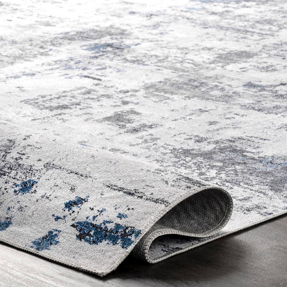 Nuloom Dali Abstract 2x8 Machine Washable Runner Indoor Area Rug for Living Room Bedroom Dining Room Entryway Hallway Kitchen, Blue Grey/Ivory