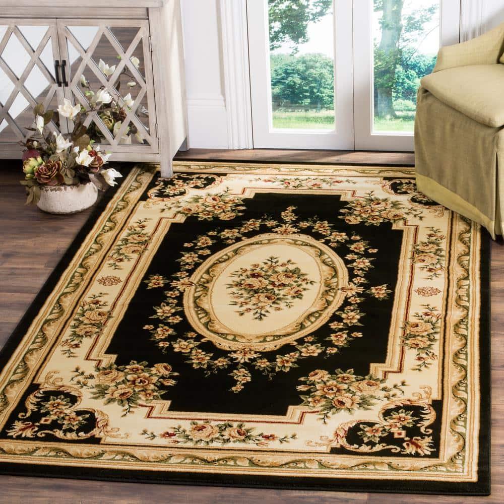Lyndhurst LNH218 Power Loomed Area Rug - Black/Ivory - 5'3"x7'6" - Safavieh