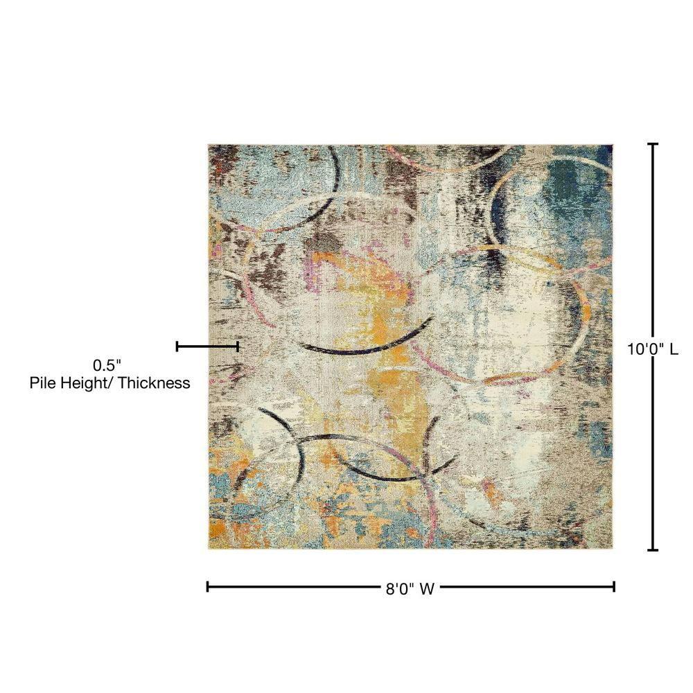 8' x 10' Vibrant Abstract Multi Synthetic Area Rug