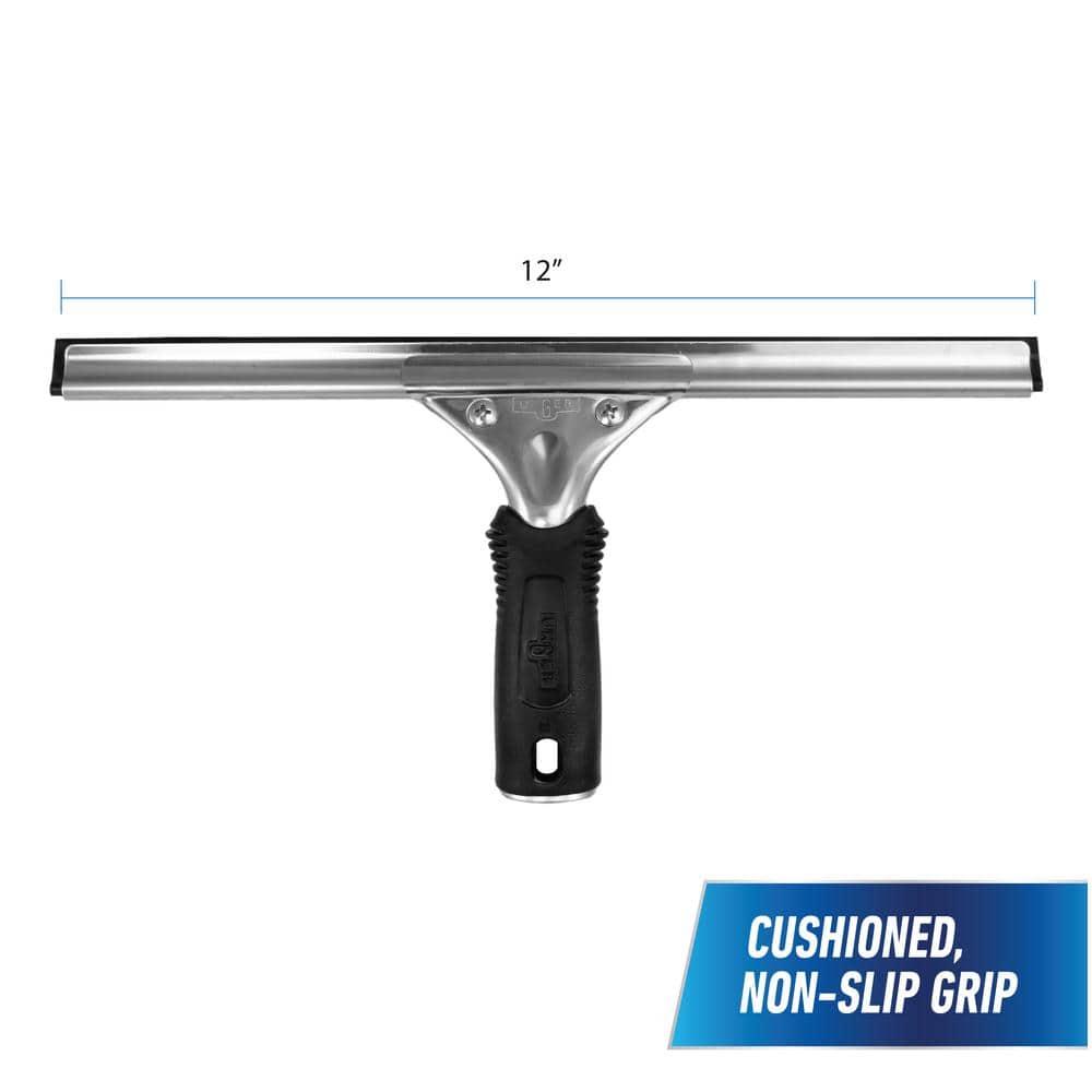 12-inch Stainless Steel and Plastic Window Squeegee with Rubber Blade