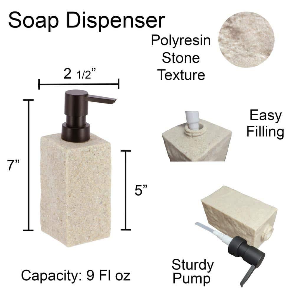 Evideco Stone Bath Square Resin Hand Soap & Lotion Dispenser