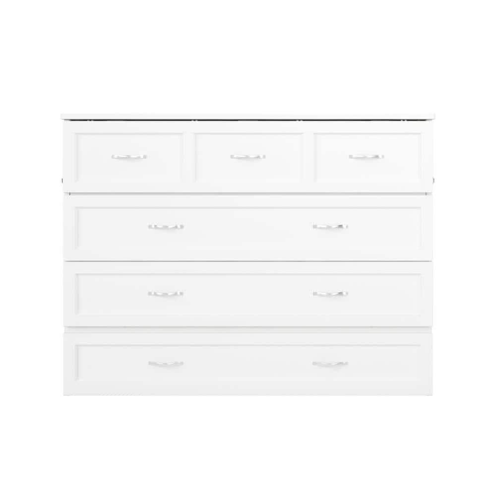 Full Deerfield Murphy Bed Chest USB Turbo Charger White - AFI