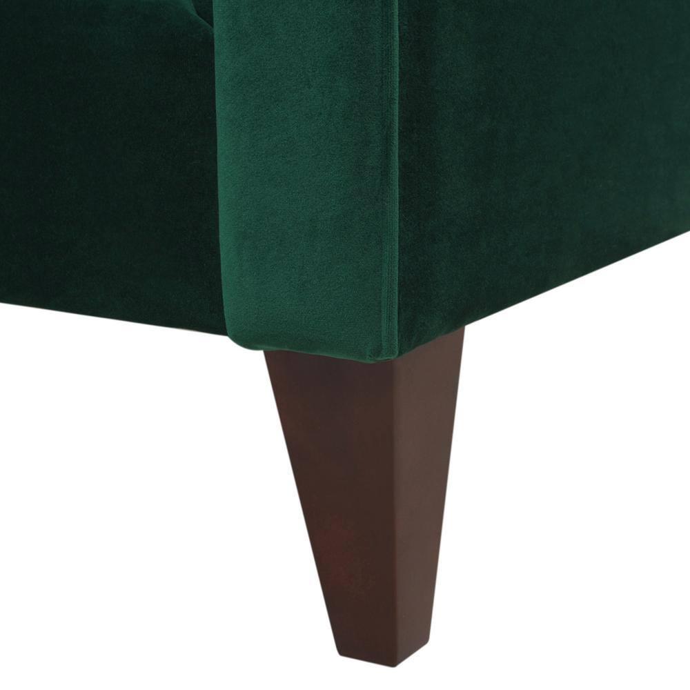 Jack 84" Velvet Tufted Tuxedo Sofa Double Cushion in Evergreen