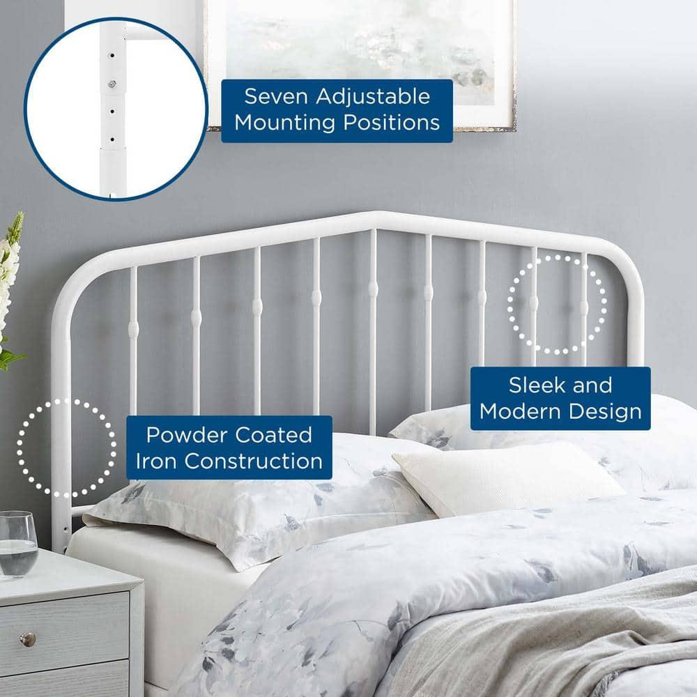 Lennon White Twin Metal Headboard with Adjustable Height