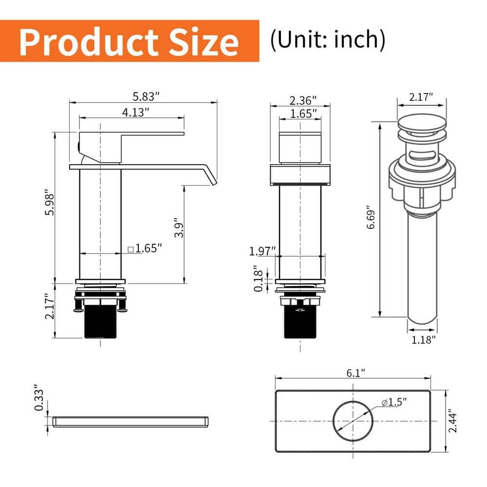 1 Single-handle Bathroom Faucet with Drain Assembly