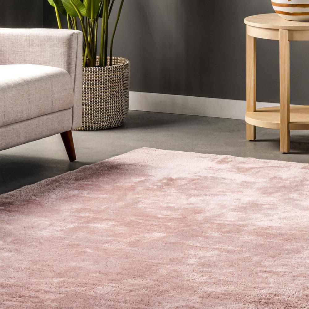 Nuloom Loni Cozy Plush Solid Pet Friendly Premium Machine Washable Shag Area Rug, 4' x 6', Pink