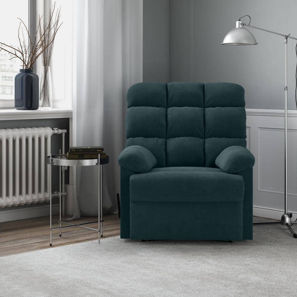 Microfiber Wall Hugger Side Lever Recliner with Padded Arms Blue - Prolounger