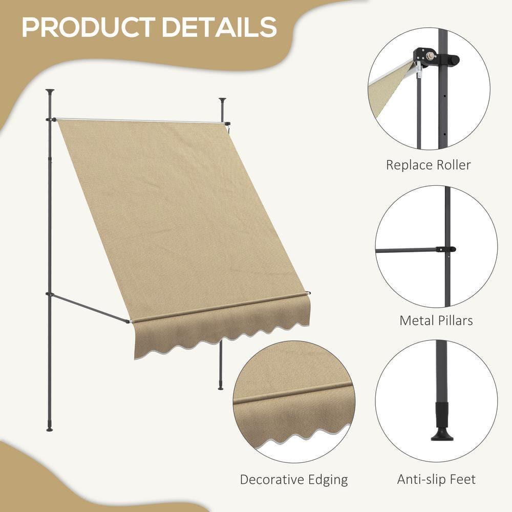 Outsunny D Polyester Cover Retractable Patio Awning