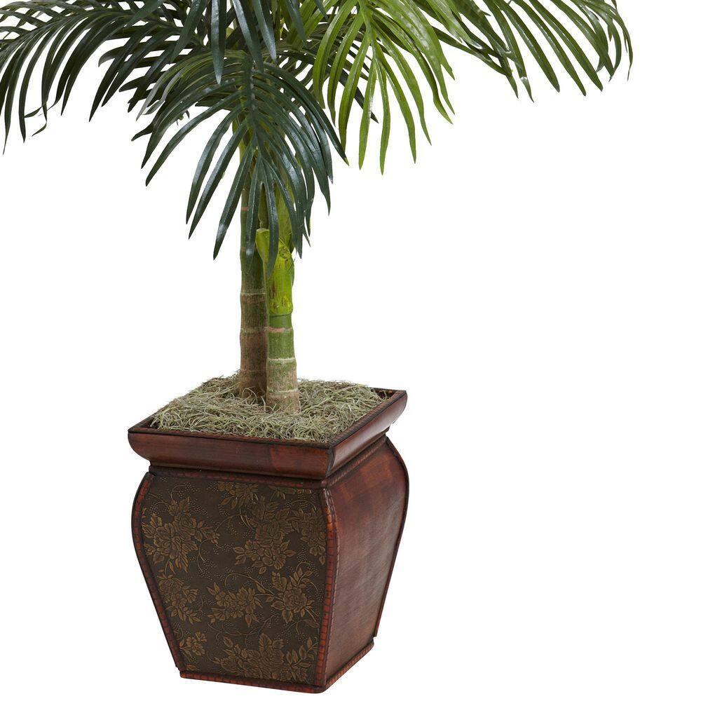 Nearly Natural 4.5-ft Golden Cane Palm with Decorative Container