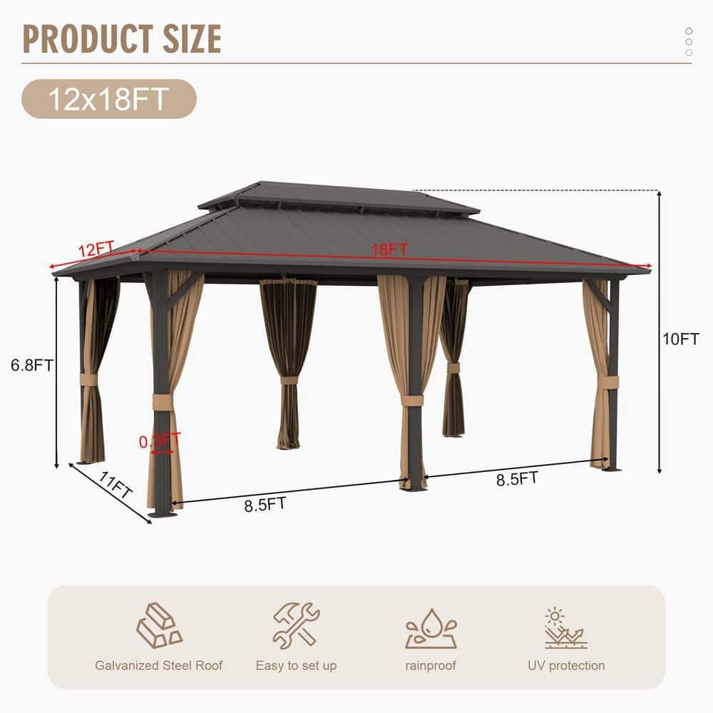 EAGLE PEAK Outdoor Aluminum Frame Hardtop Patio Gazebo