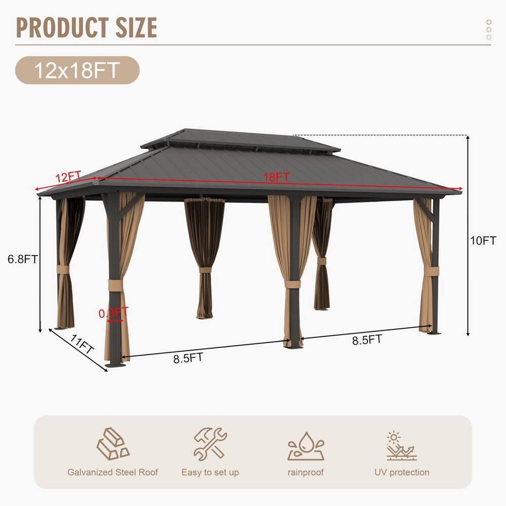 EAGLE PEAK Outdoor Aluminum Frame Hardtop Patio Gazebo
