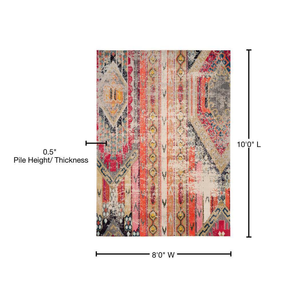 Monaco MNC222 Power Loomed Indoor Area Rug - Light Grey/Multi - 8'x10' - Safavieh