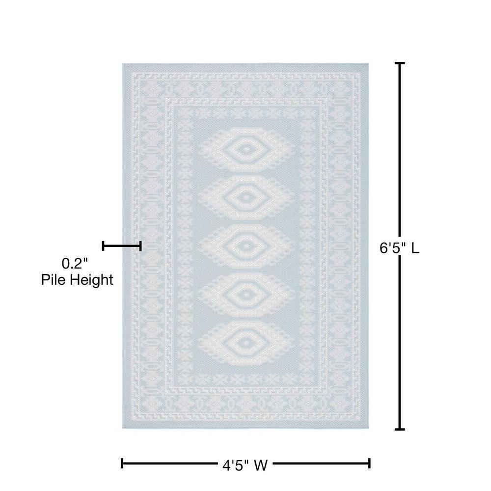 Martha Stewart Indoor Outdoor MSRO327 Power Loomed Area Rug - Aqua/Blue Ivory - 4'5"x6'5" - Safavieh.