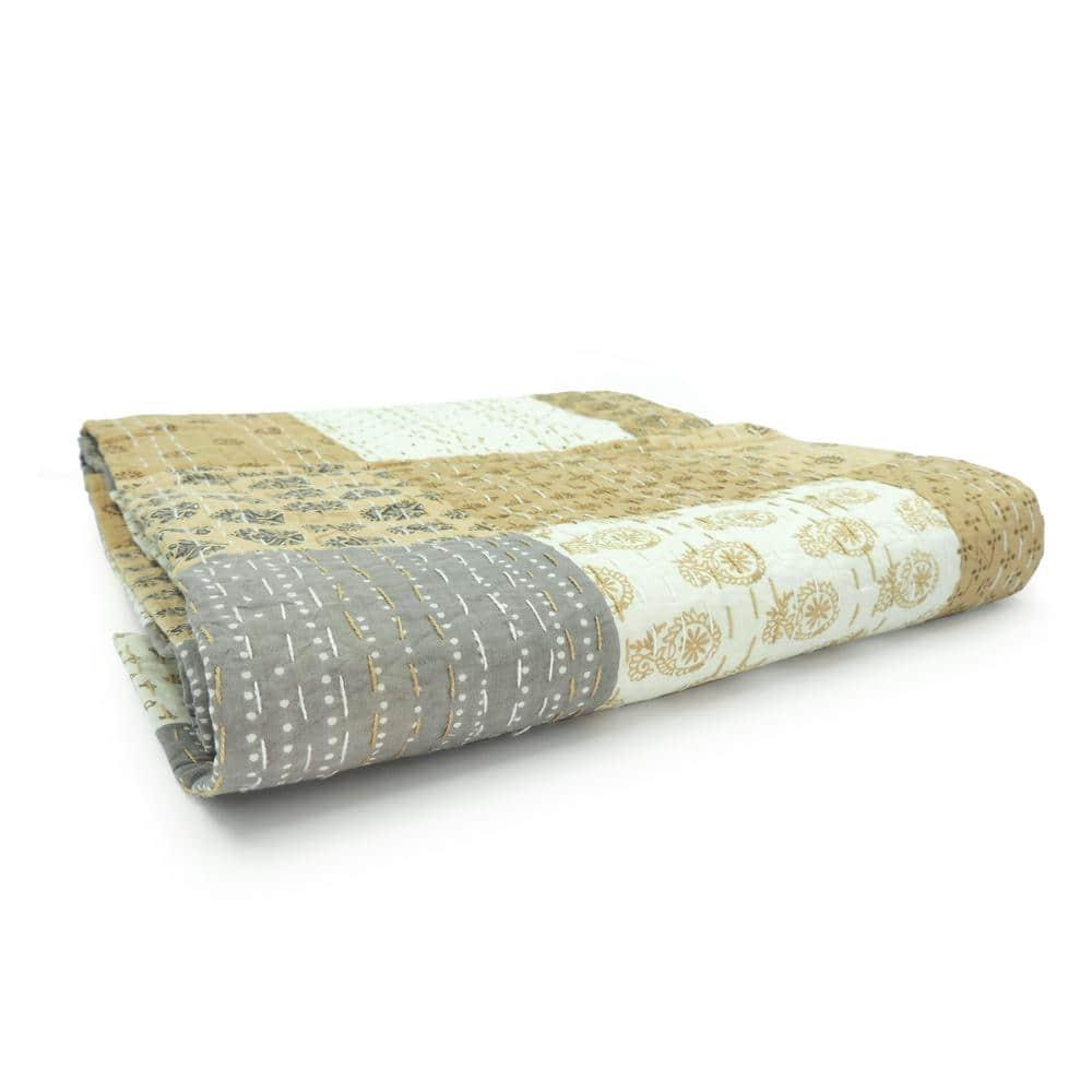 Rajani Home Advika Handmade Kantha Cotton Throw Blanket