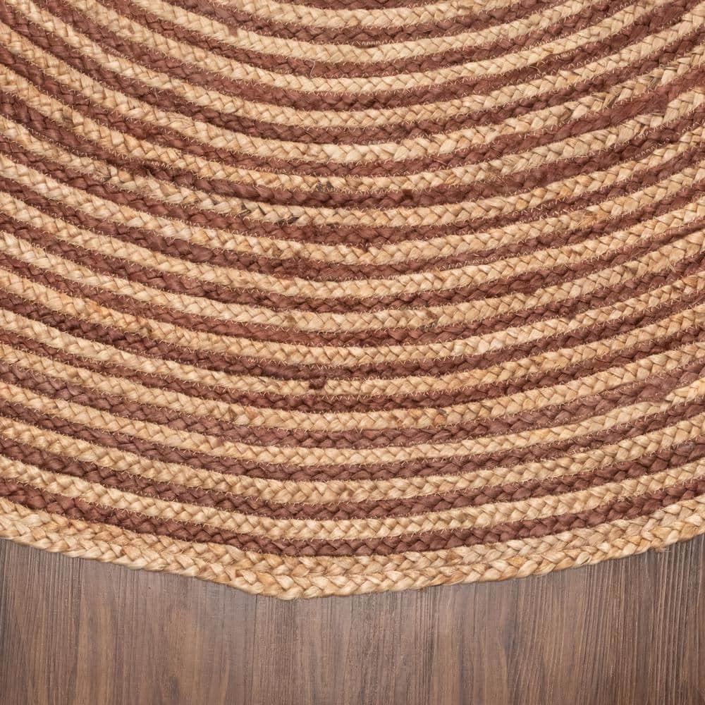 Superior Braided Jute Handwoven Indoor Outdoor Area Rug, 8' Round, Coffee