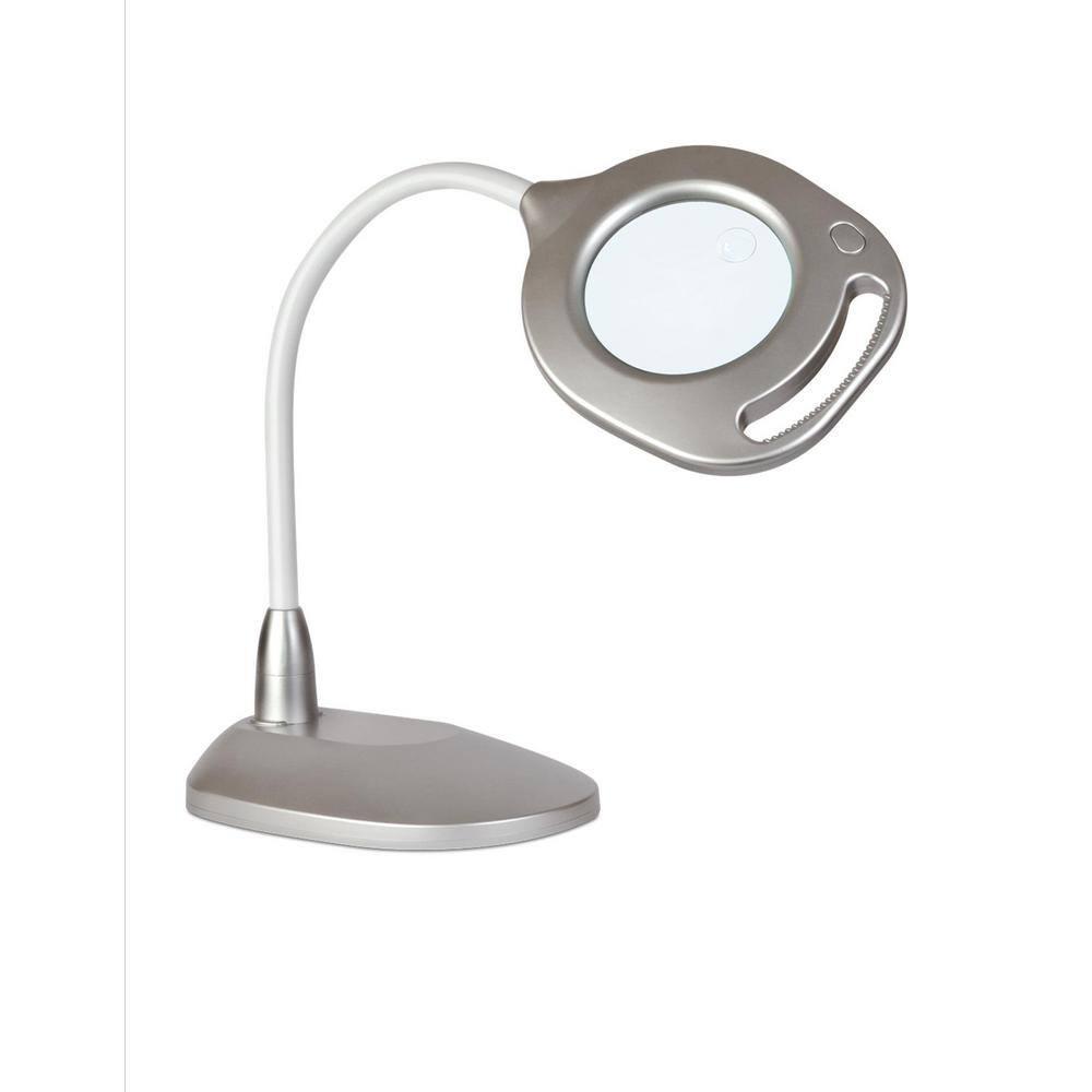 Ottlite 2-in-1 LED Magnifier Floor and Table Light, Silver