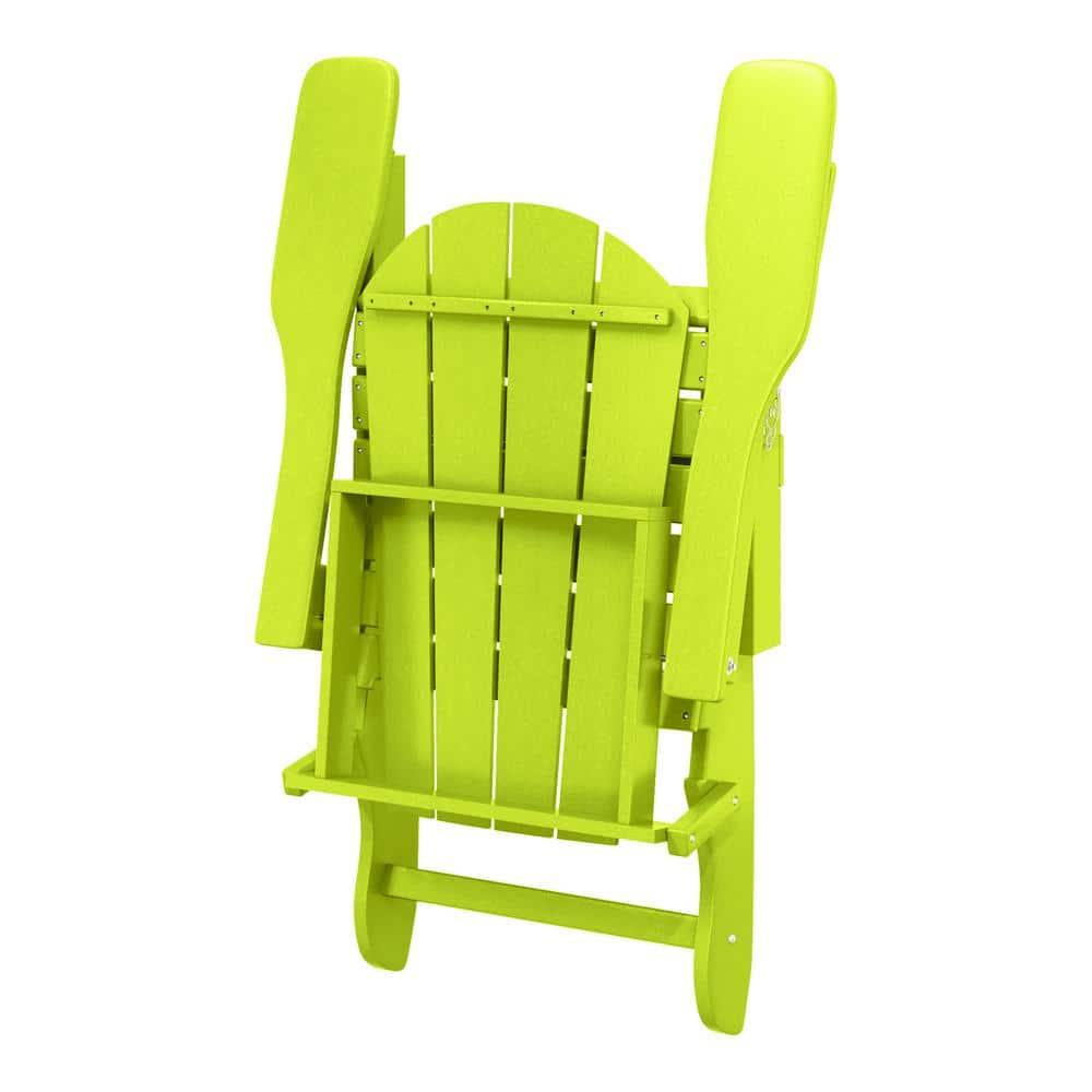 BRAXTON Outdoor Patio Folding Poly Adirondack Chair ( Set of 2), Lime