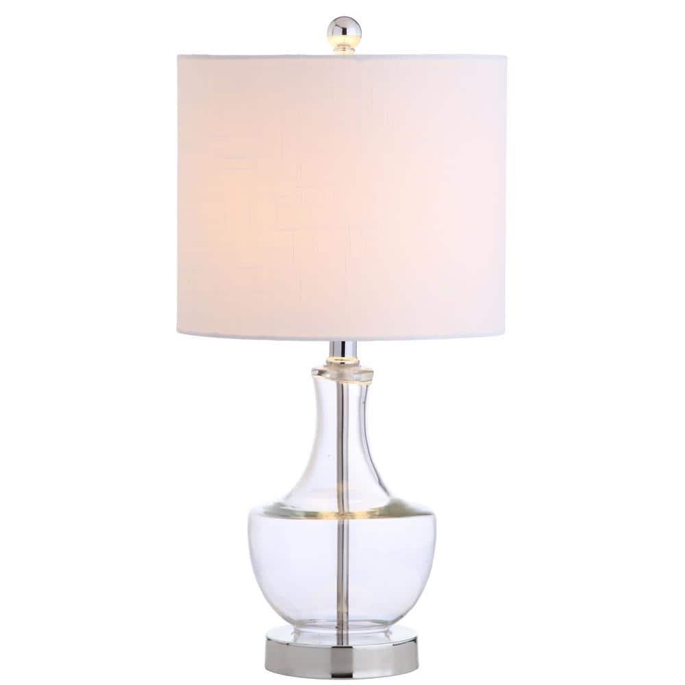 JONATHAN Y JYL1029A Colette 20" Mini Glass LED Table Lamp, Transitional, Glam, Global for living room, dinning room, bedroom, office Bulb Included, Clear