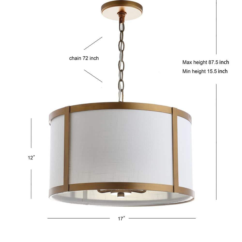 Thatcher 17" Metal LED Pendant Light, Gold/White