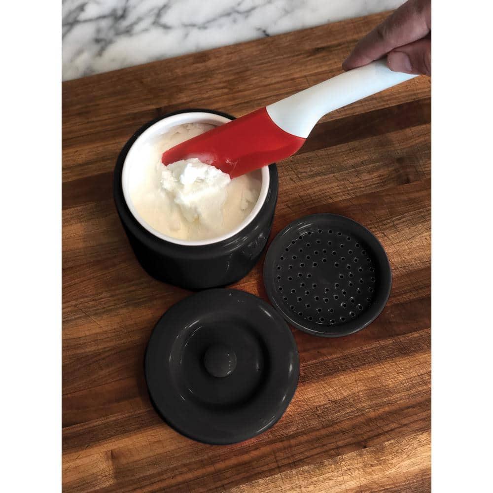 Fox Run Grease Container, Matte Black Ceramic, 4 cup capacity