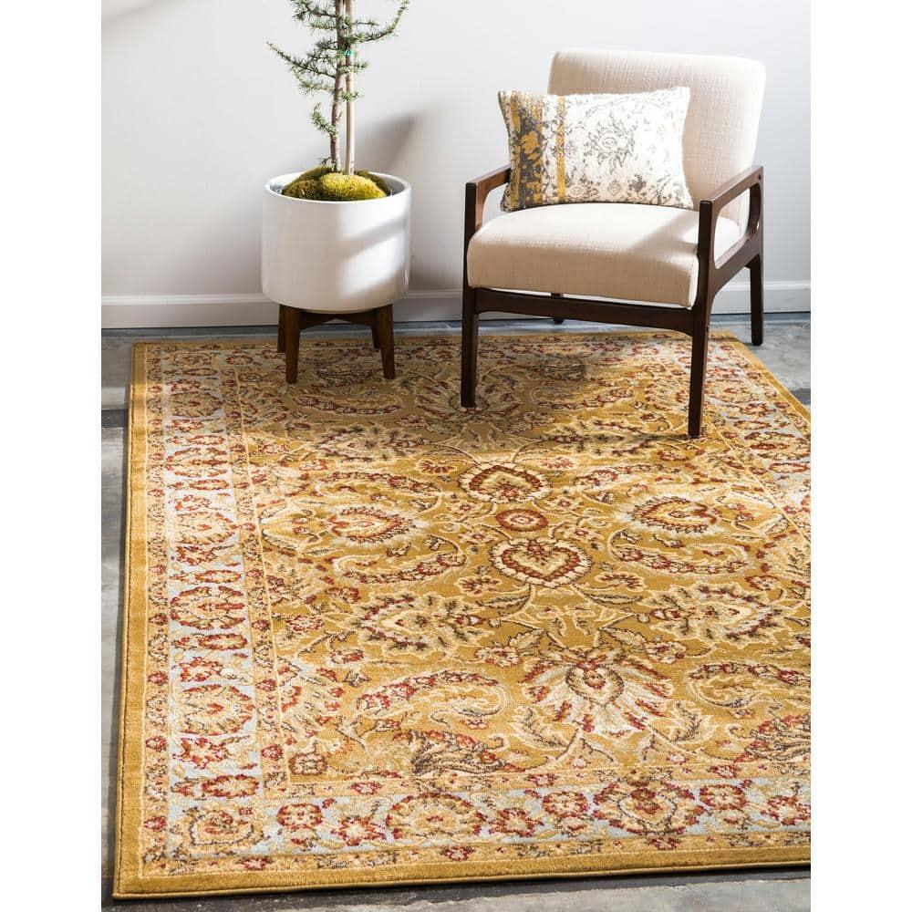 Unique Loom 3' 3 x 5' 3 Dark Yellow Voyage Asheville Area Rug
