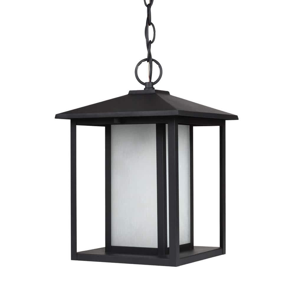 WAGEE Generation 69029-12 Transitional One Light Outdoor Pendant from Seagull-Hunnington Collection in Black Finish, 9.00 inches, 9 inch