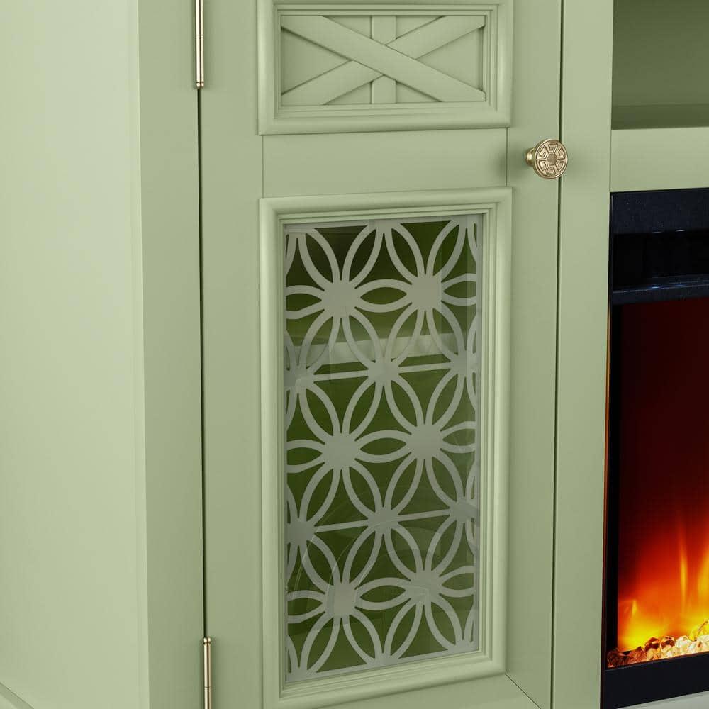 Festivo Farmhouse 70" TV Stand for TVs up to 80" with Fireplace Green