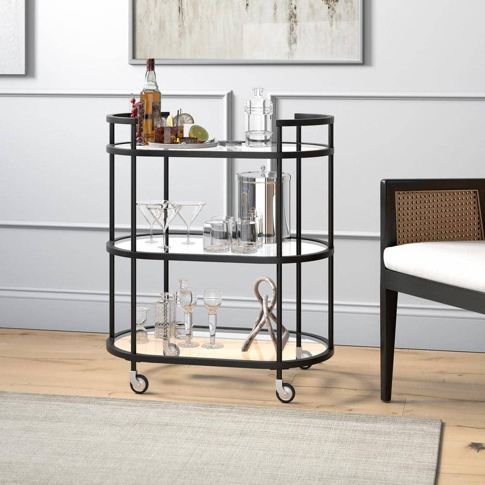 Henn&Hart 30" Blackened Bronze Metal/Glass Bar Cart
