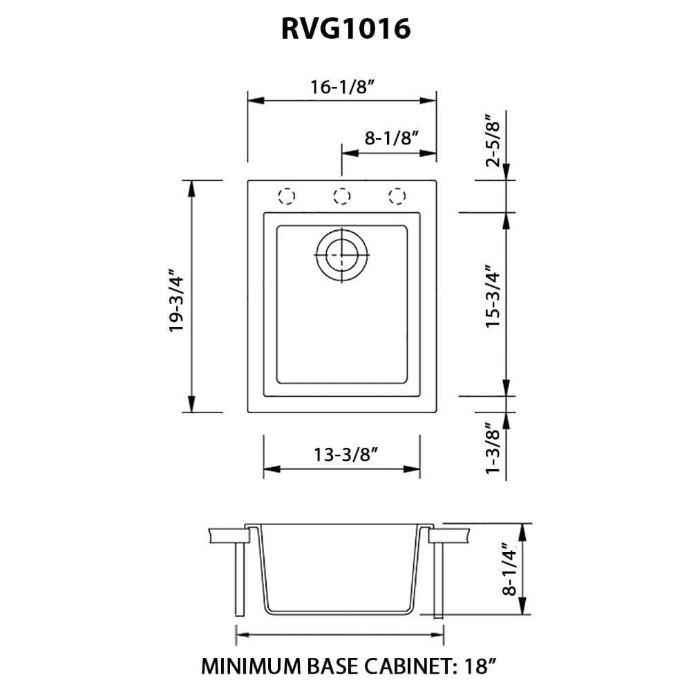Ruvati 16 x 20 inch epiGranite Drop-in Topmount Granite Composite Kitchen Sink