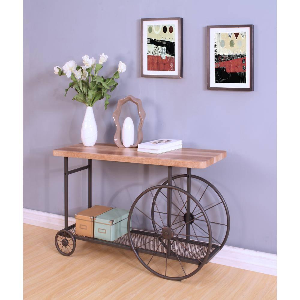 Francie 48" Accent Tables Oak and Antique Gray - Acme Furniture