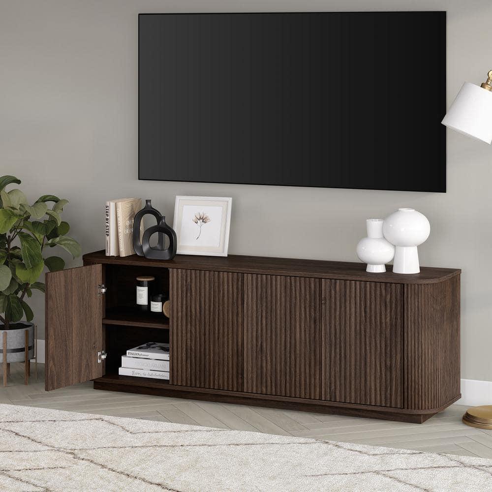 Evelyn&Zoe Canton Transitional TV Stand For TVs up to 75", Alder Brown