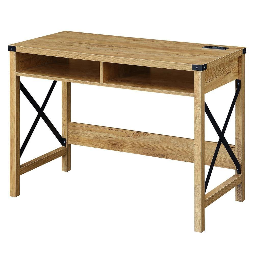 Durango 42-Inch Desk with Charging Station in Light English Oak Wood Finish