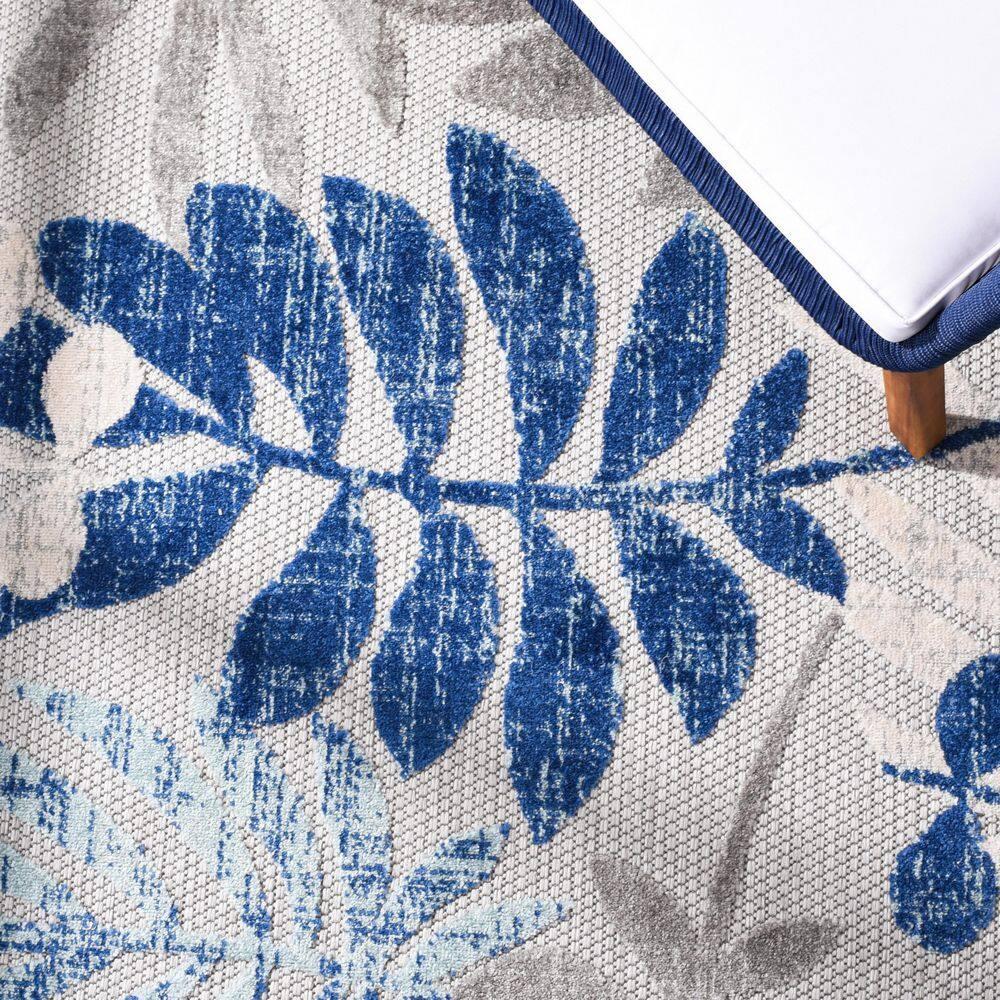 Cabana CBN814 Power Loomed Indoor and Outdoor Area Rug - Grey/Blue - 6'7"x6'7" - Safavieh.