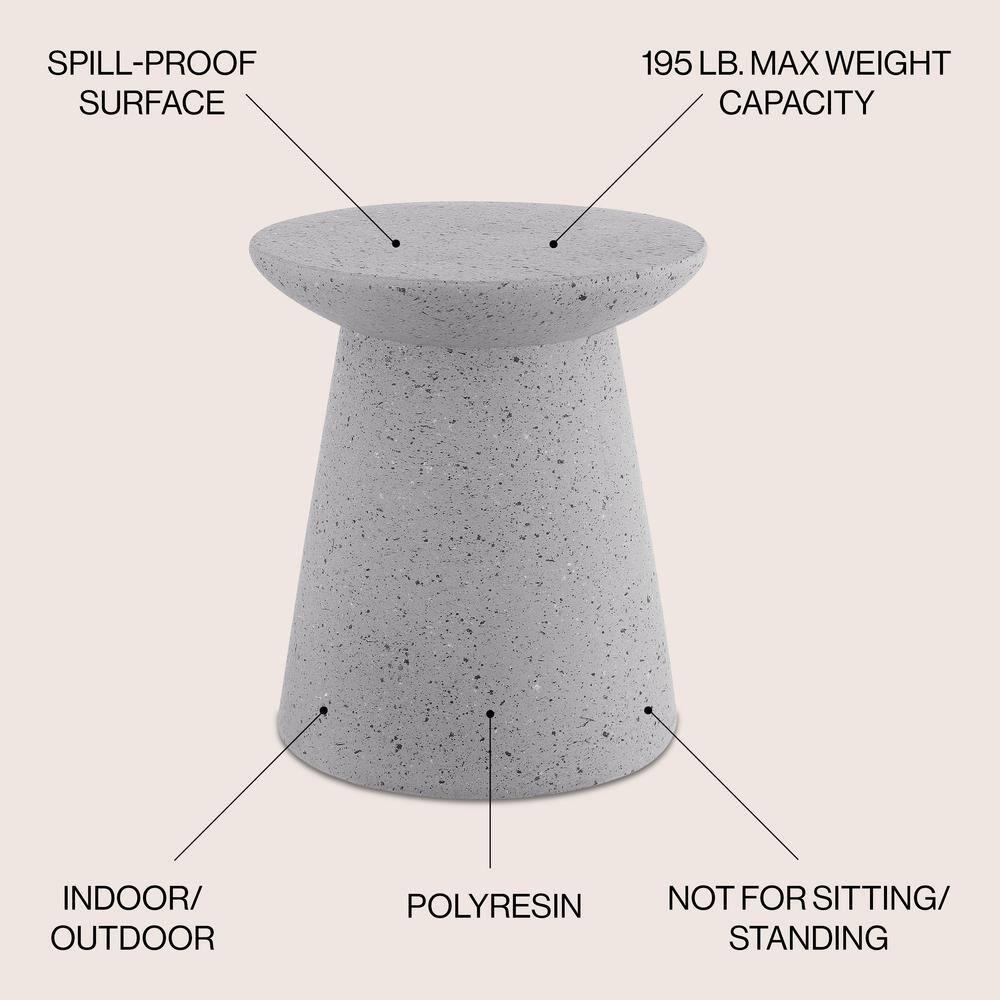 Hollie 18" Minimalist Modern Drum Accent Table Pedestal, Gray Terrazzo Finish - JONATHAN Y