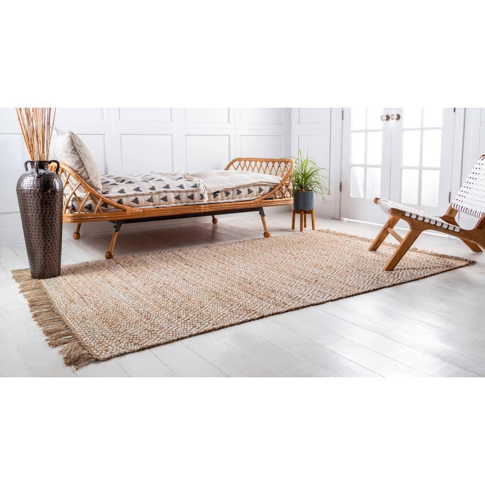 Unique Loom 3' 3 x 5' 1 Assam Chunky Jute Natural Area Rug