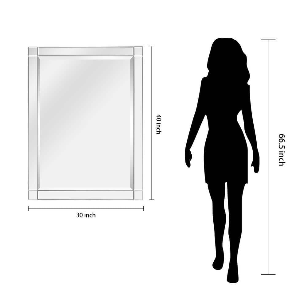 Empire Art Direct Moderno Squared Corner Beveled Rectangle Wall Mirror, Solid Wood Frame, 1"-Beveled Center Mirror, Ready to Hang - Clear 30 in. x 40