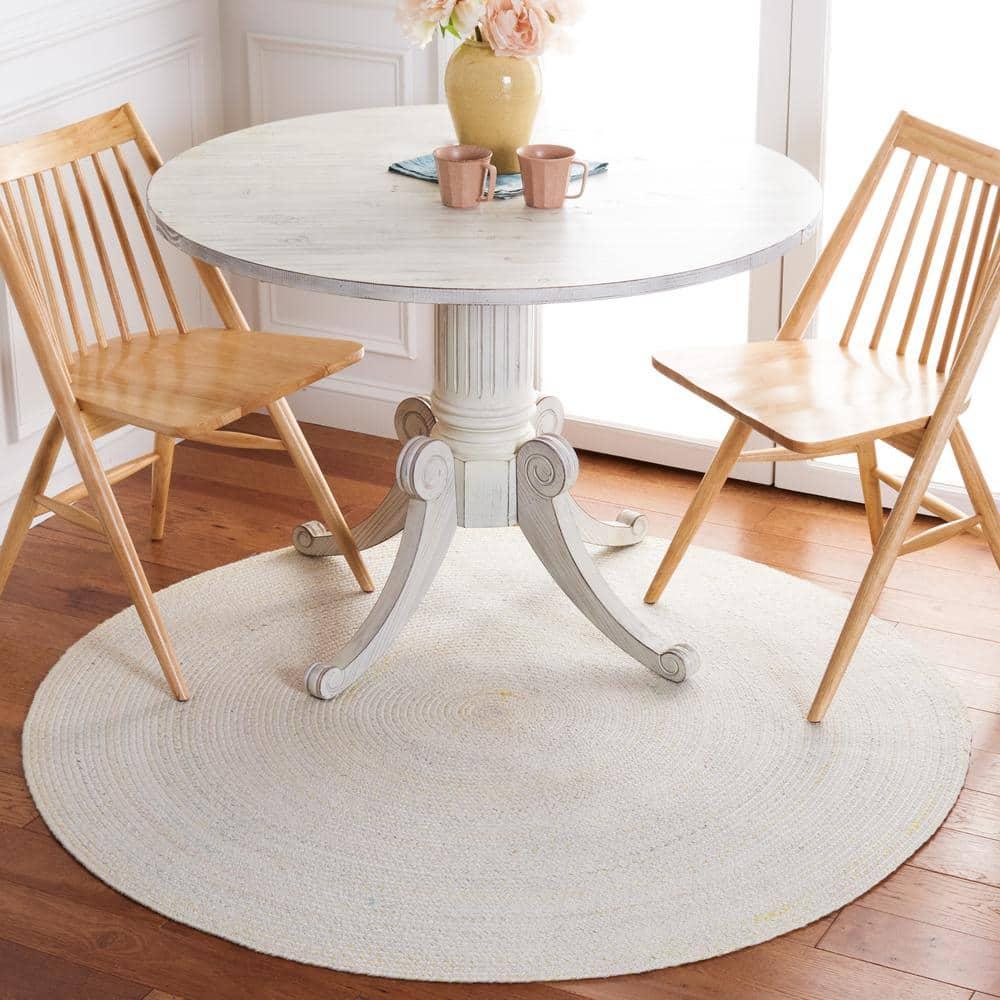 Braided BRD804 Hand Woven Area Rug - Ivory/Yellow - 3' round - Safavieh.