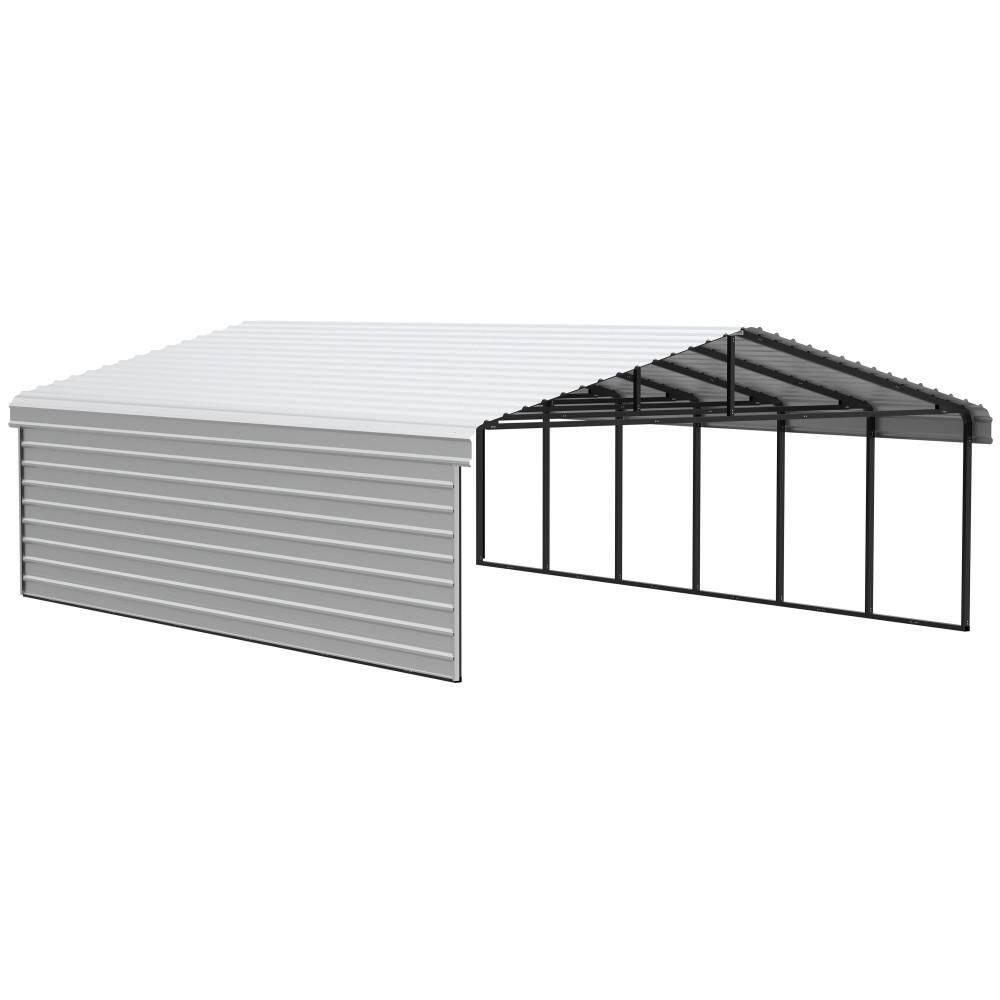 Arrow Arrow Steel Carport with 1 Side Wall Kit, 20x29x07