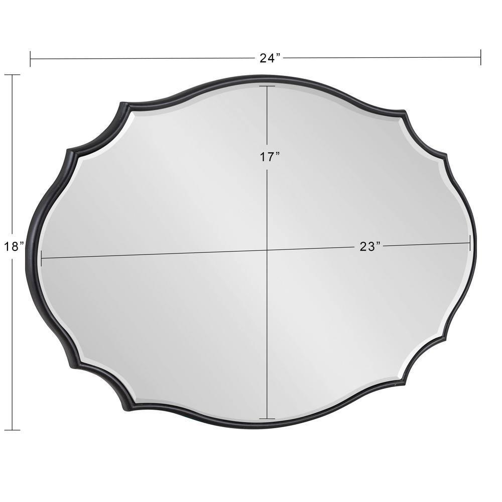 Kate and Laurel Leanna Modern Scalloped Wall Mirror, 18 x 24, Black, Glam Oval Mirror for Wall