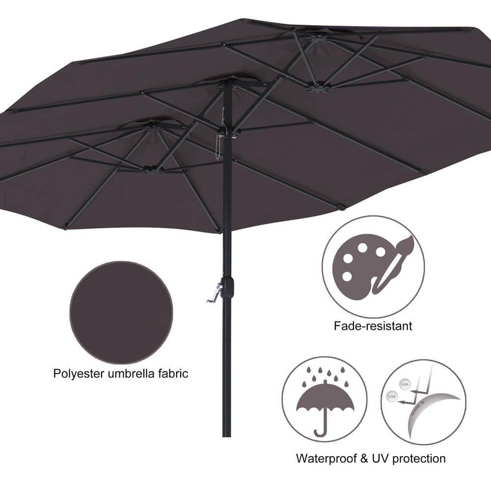 15ft Large Patio Umbrellas with Base Included, Outdoor Double-Sided Rectangle Market Umbrella with Crank Handle, for Pool Lawn Garden
