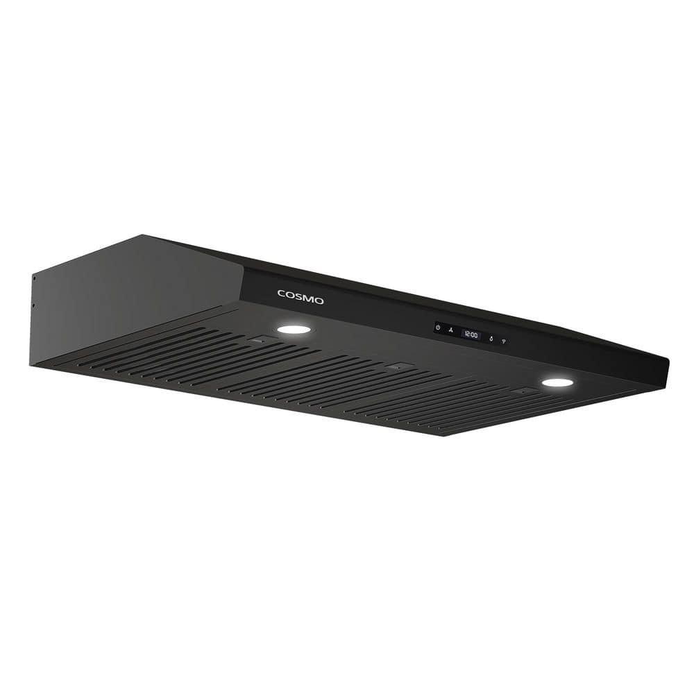 Cosmo 36 In. Haven Collection 500 Cfm Ducted Under Cabinet Range Hood, Touch Controls, Led Lights In Matte Black